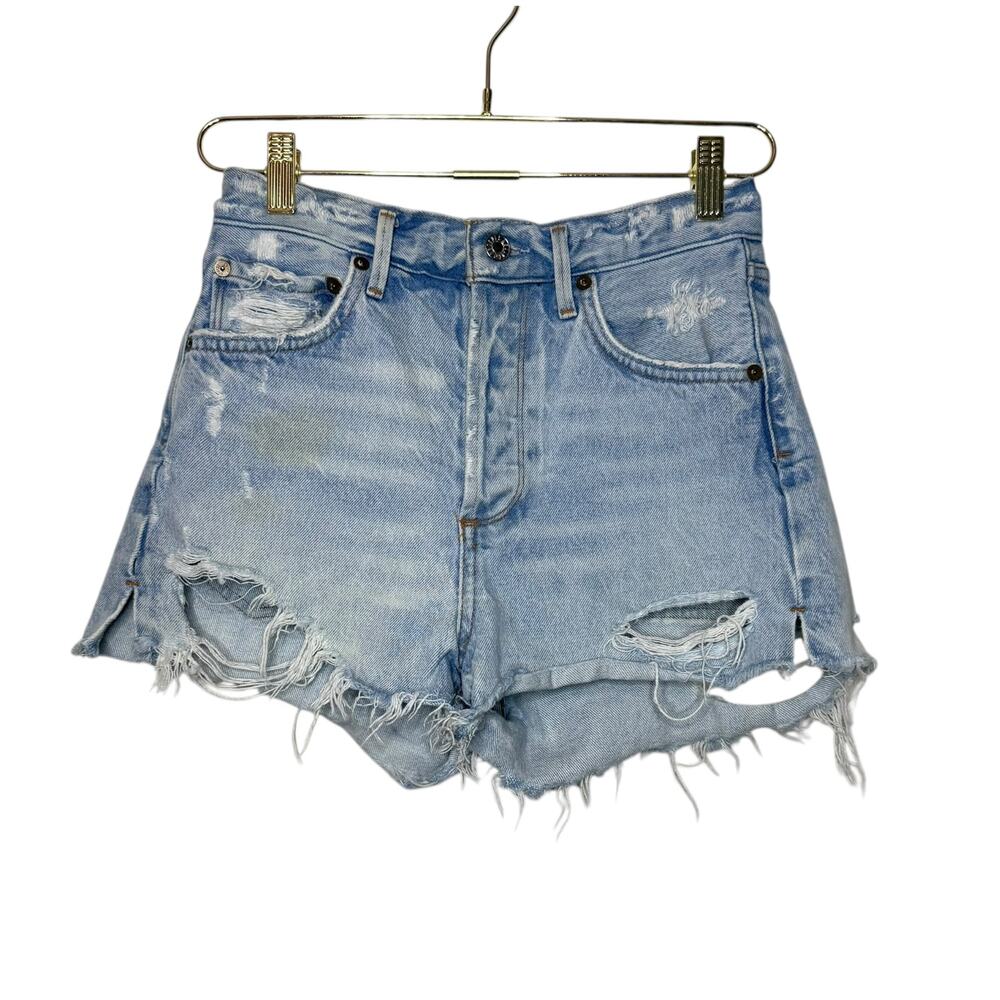AGOLDE Jaden High Rise Cut‎ Off Women Shorts 25 Light Wash Distressed A038-I-811
